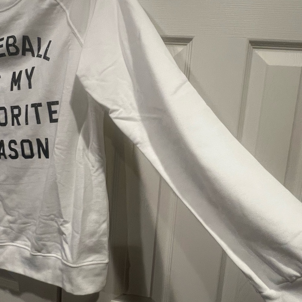 NWT-White Womens Baseball is my Favorite Season Sweatshirt - Picture 3 of 5